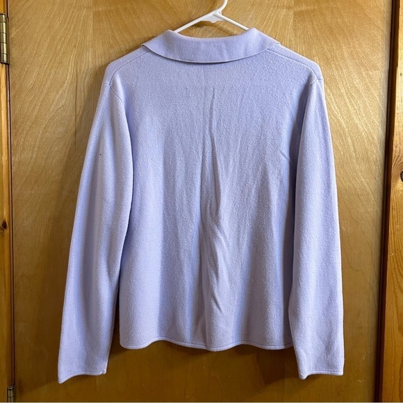 Lavender sweater from Kathy Lee collection mock button up with V-neck and collar - Picture 2 of 3
